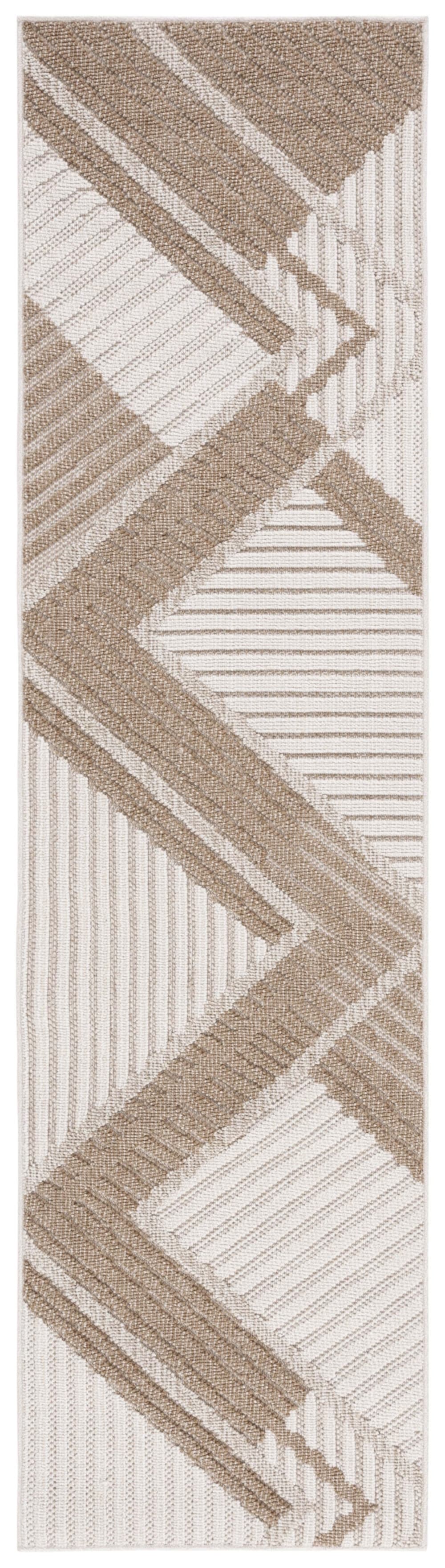 Tapis géométrique en polypropylène beige, 66 x 122 cm
