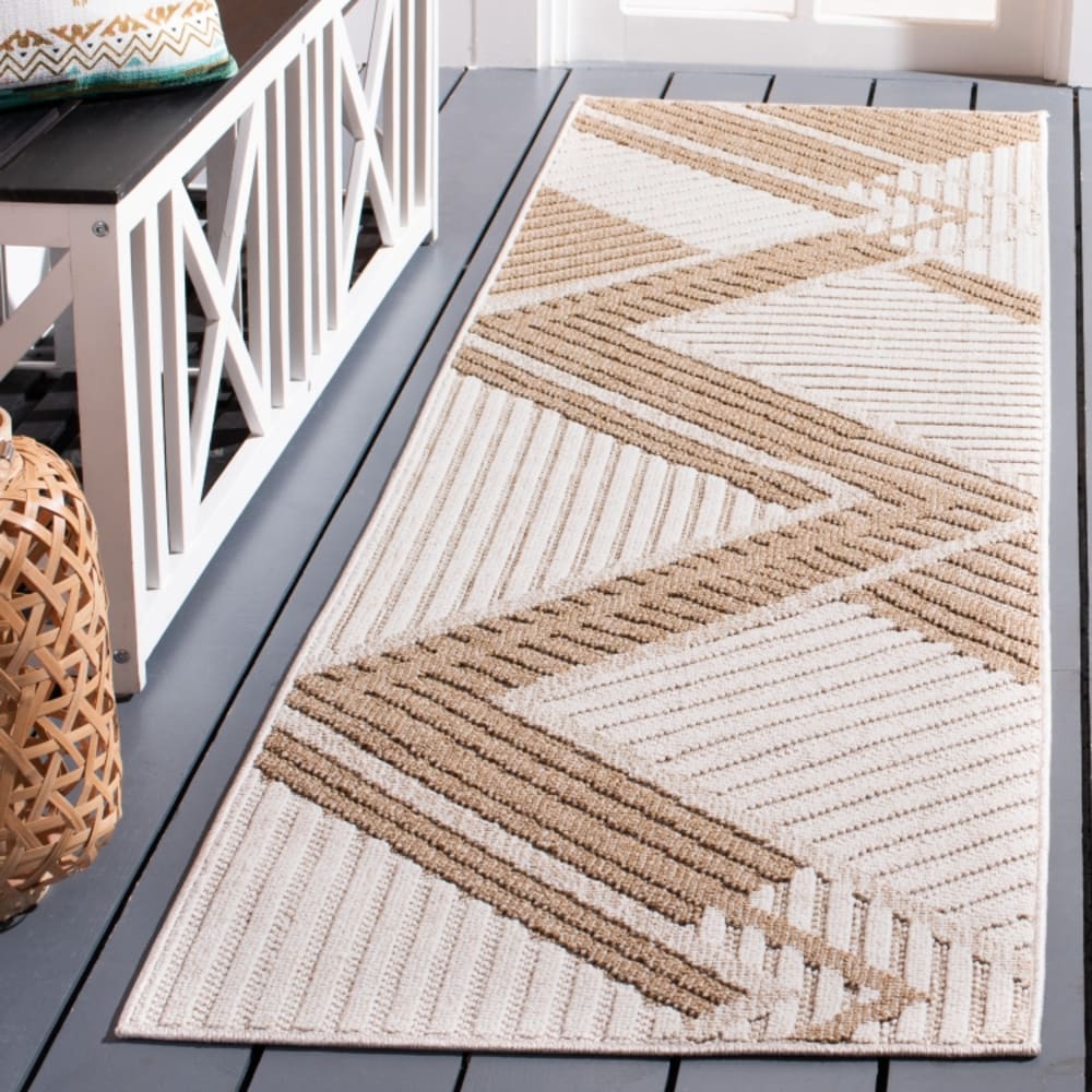 Tapis géométrique en polypropylène beige, 66 x 122 cm — vue 3
