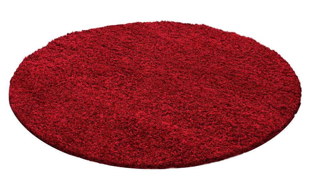 SHAGGY - Tapis Uni Rond - Rouge 120 x 120 cm