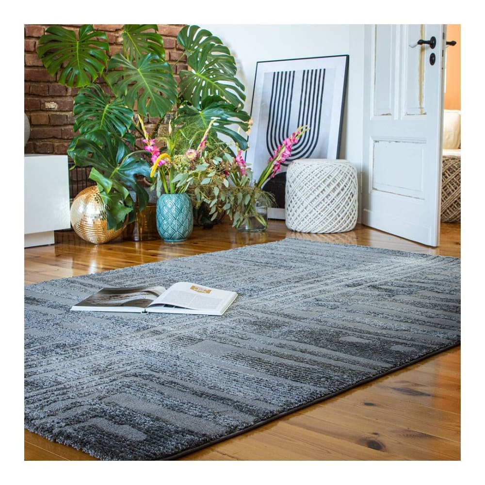 Tapis  design en polypropylène anthracite 120x170
