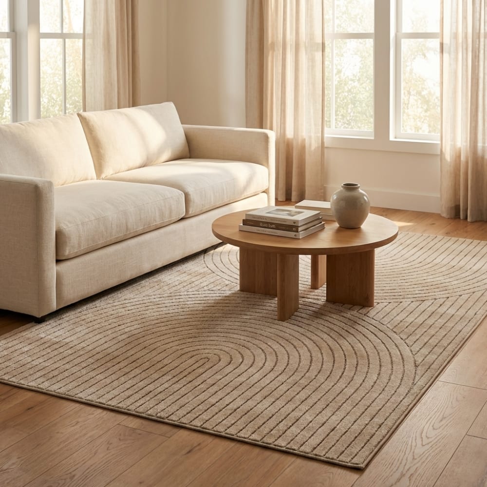 Tapis poils courts à relief paola beige 120x170cm — vue 3