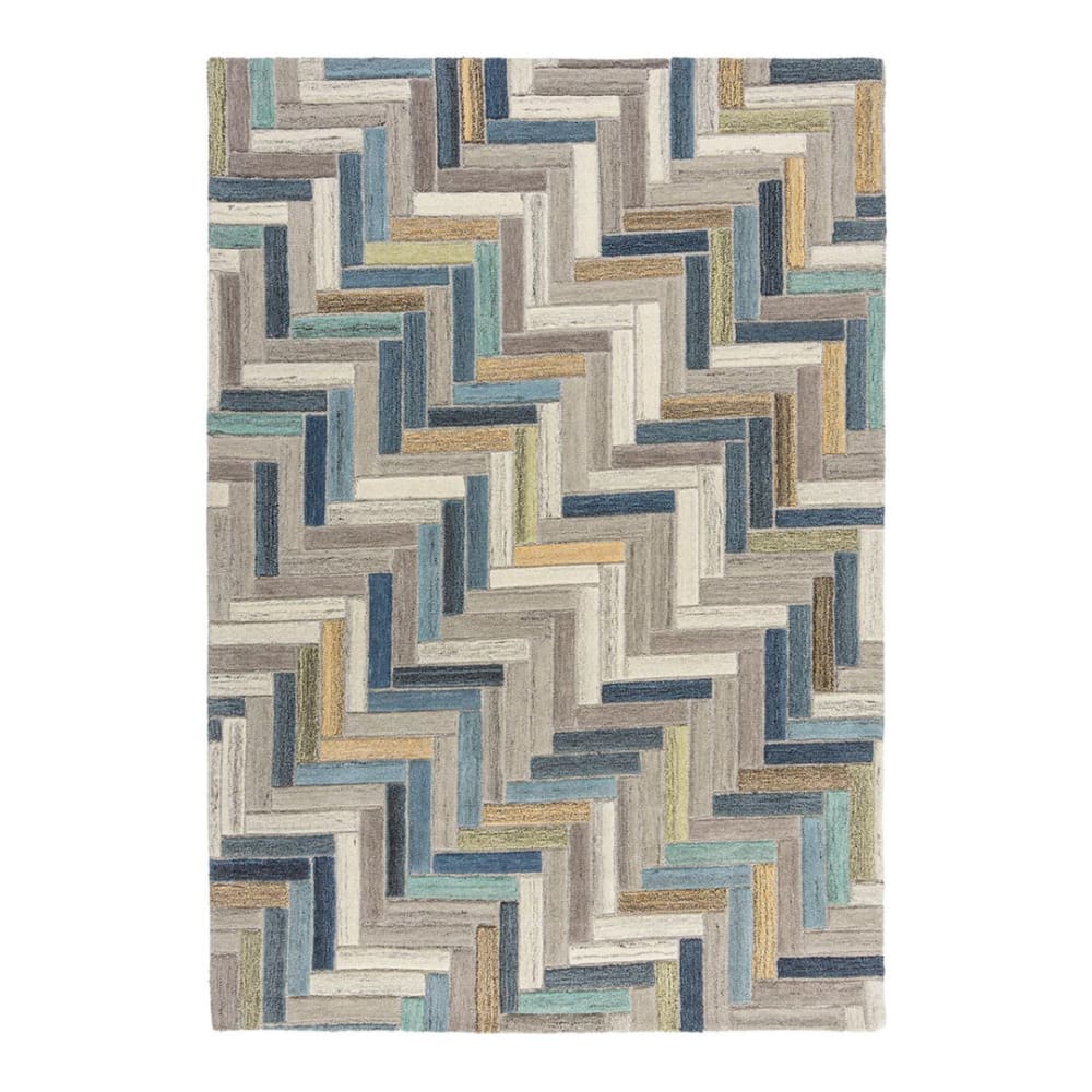 Tapis géométrique  en laine multicolore 120x170