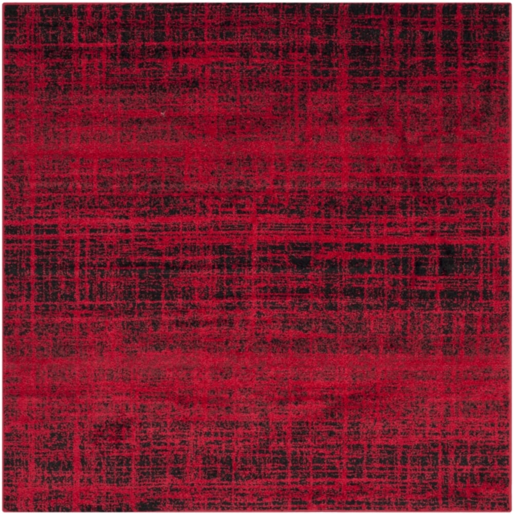Tapis contemporain en polypropylène rouge/noir, 122 x 122 cm