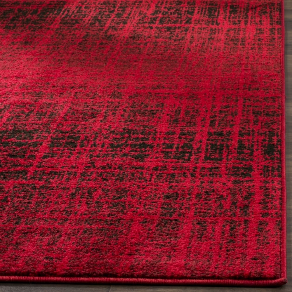 Tapis contemporain en polypropylène rouge/noir, 122 x 122 cm — vue 3