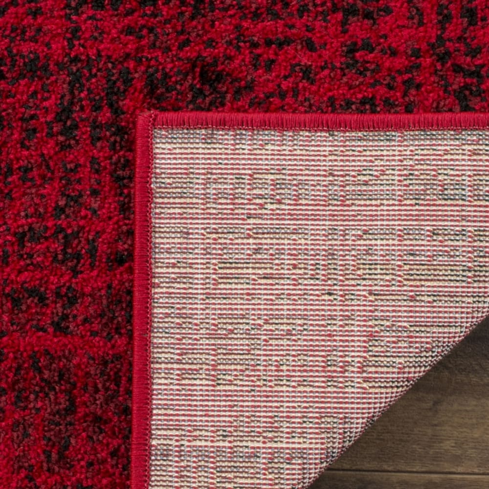 Tapis contemporain en polypropylène rouge/noir, 122 x 122 cm — vue 4