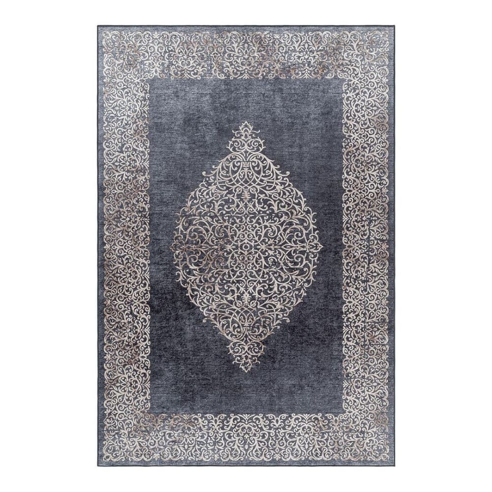 Tapis ethnique orientale en polyester noir 120x170