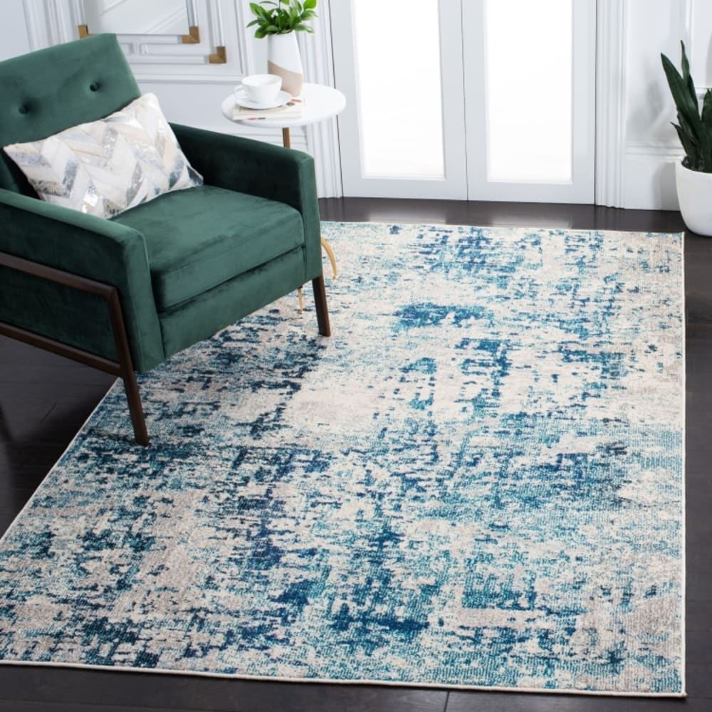 Tapis de transition en polypropylène blanc/bleu, 122 x 183 cm — vue 3