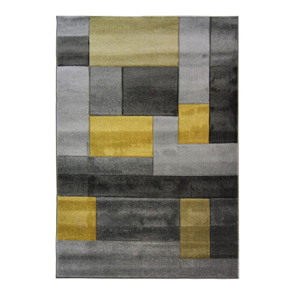 Tapis cubisme  en polypropylène jaune 120x170