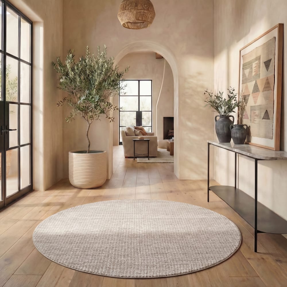 Tapis contemporain en laine blanc/gris, 122 cm — vue 3
