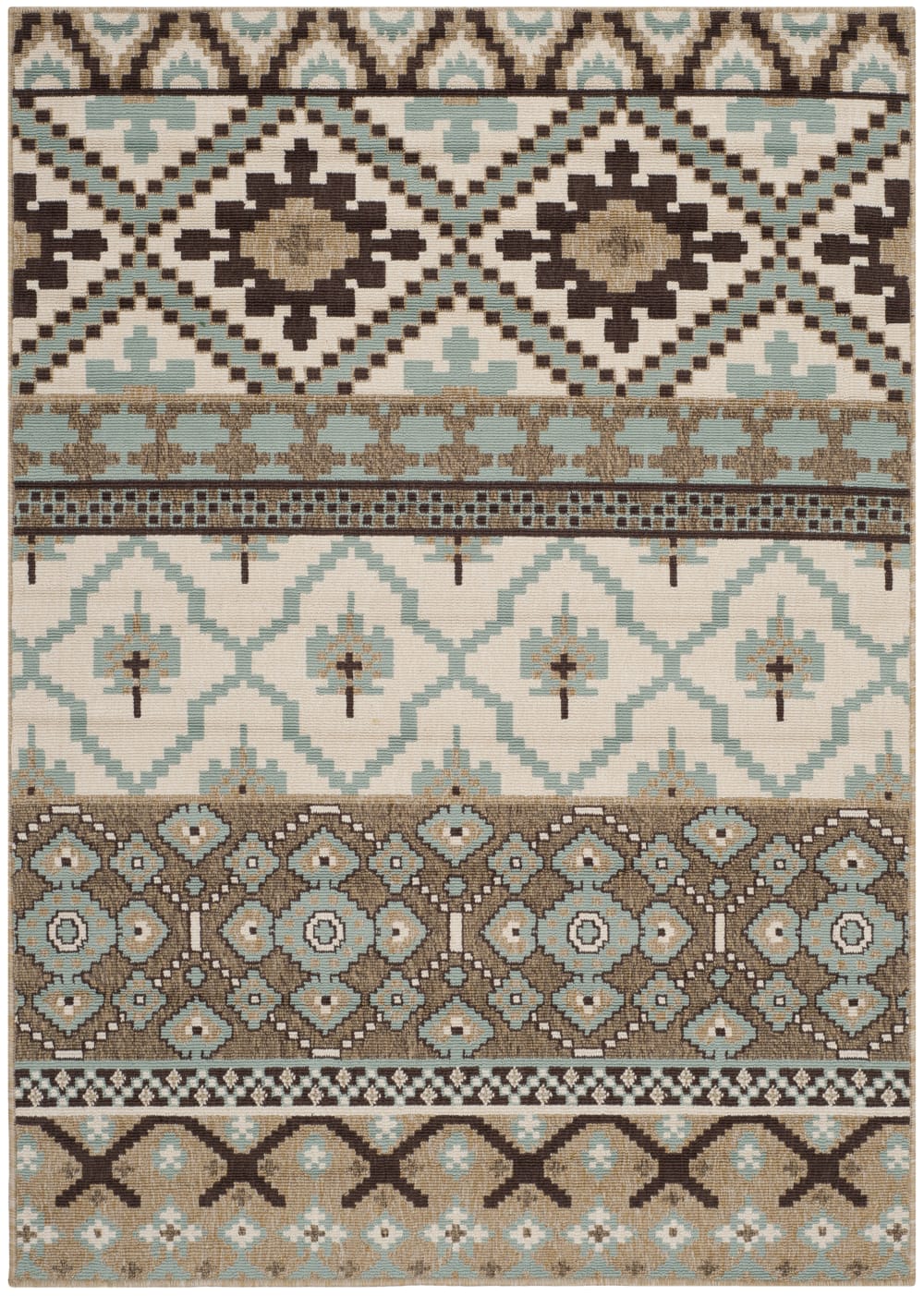 Tapis audacieux et lumineux en polyester beige/marron, 122 x 170 cm