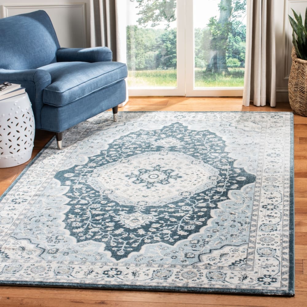 Tapis de transition en polypropylène bleu/beige, 122 x 183 cm