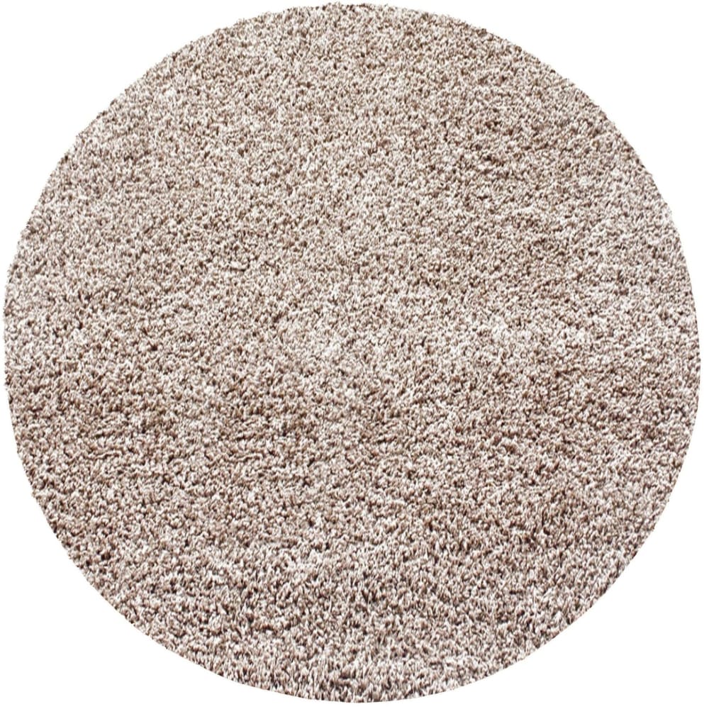 SHAGGY - Tapis Uni Rond - Beige 120 x 120 cm