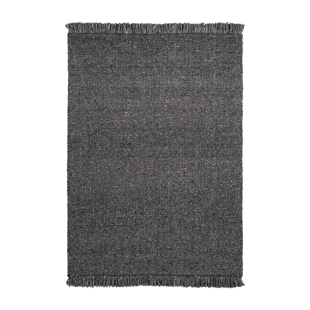 Tapis uni naturel en laine anthracite 120x170