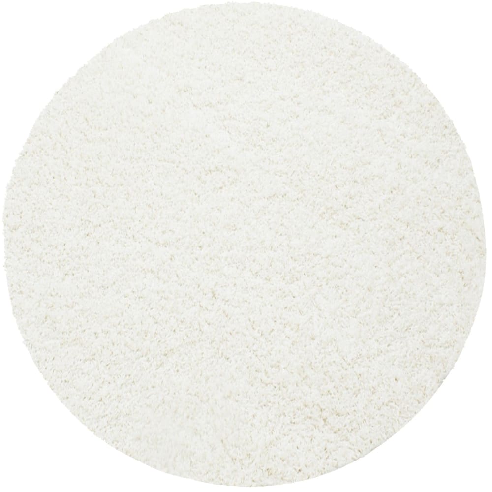 SHAGGY - Tapis Uni Rond - Blanc Ivoire 120 x 120 cm
