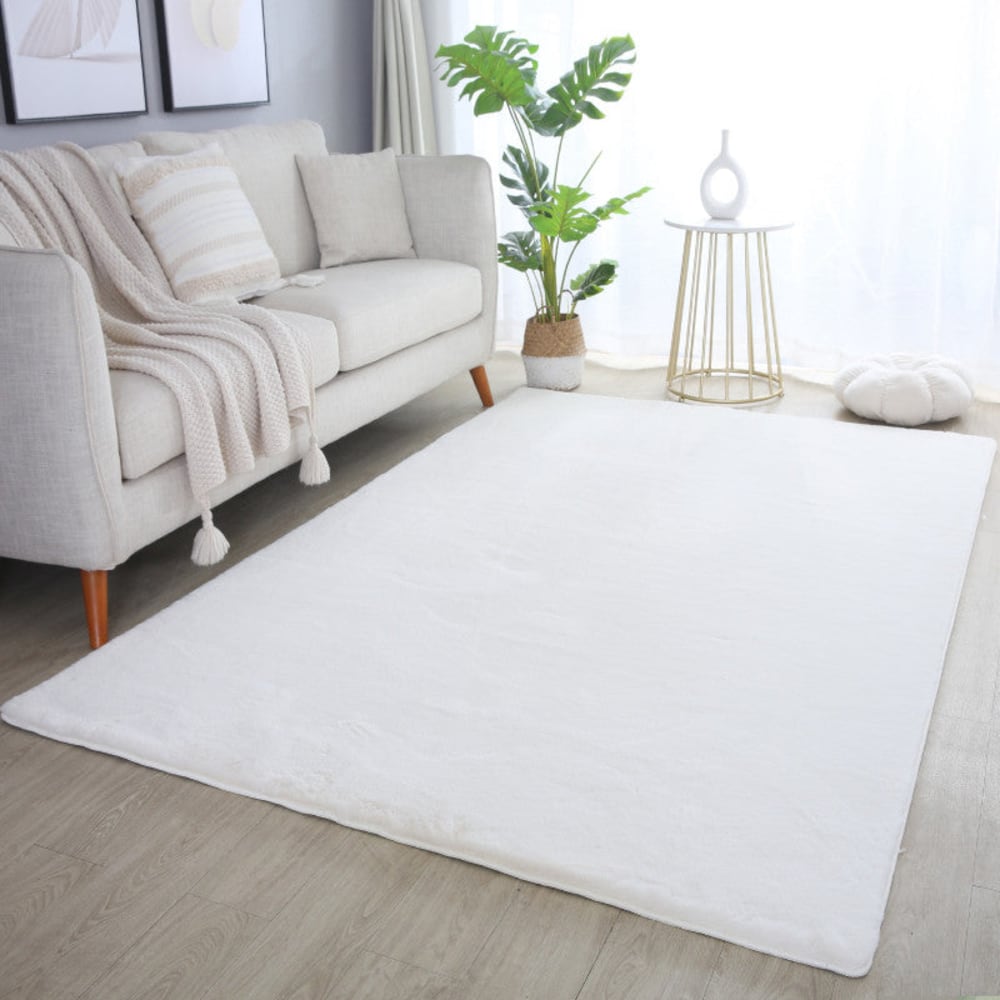 Tapis fausse fourrure toucher doux crème 120x170cm — vue 3