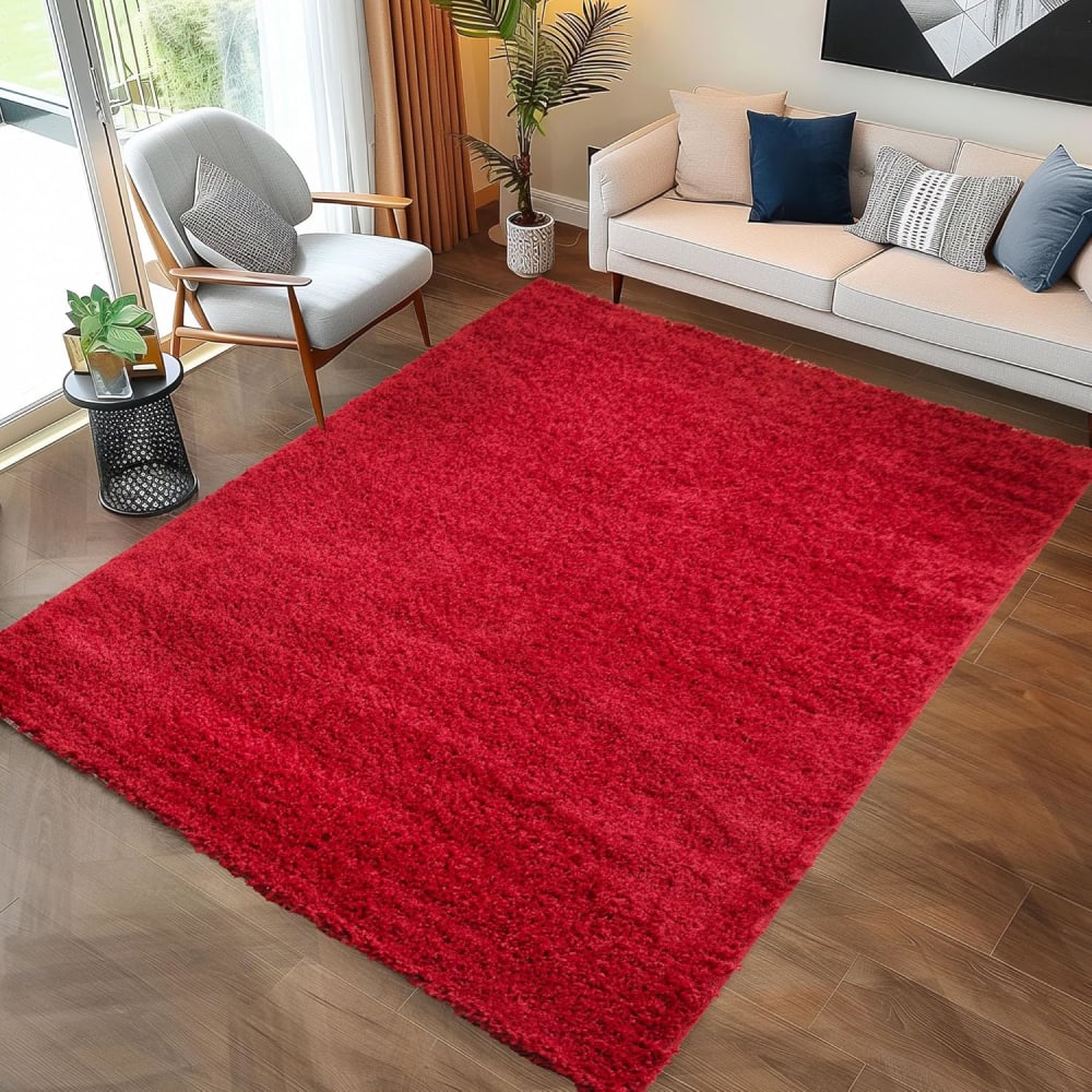 Shaggy - tapis uni à poils longs - rouge 120 x 170 cm — vue 3