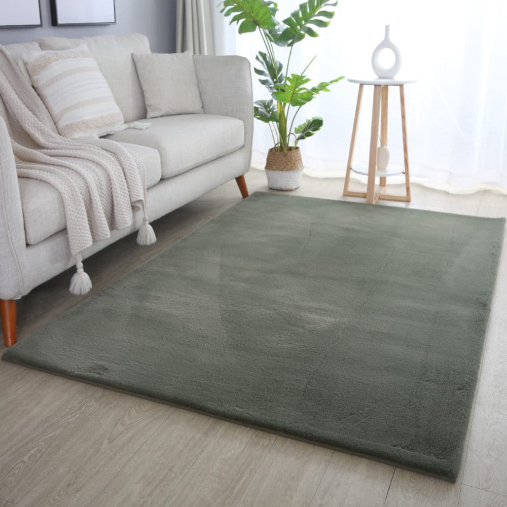 Tapis fausse fourrure toucher doux vert 120x170cm — vue 3