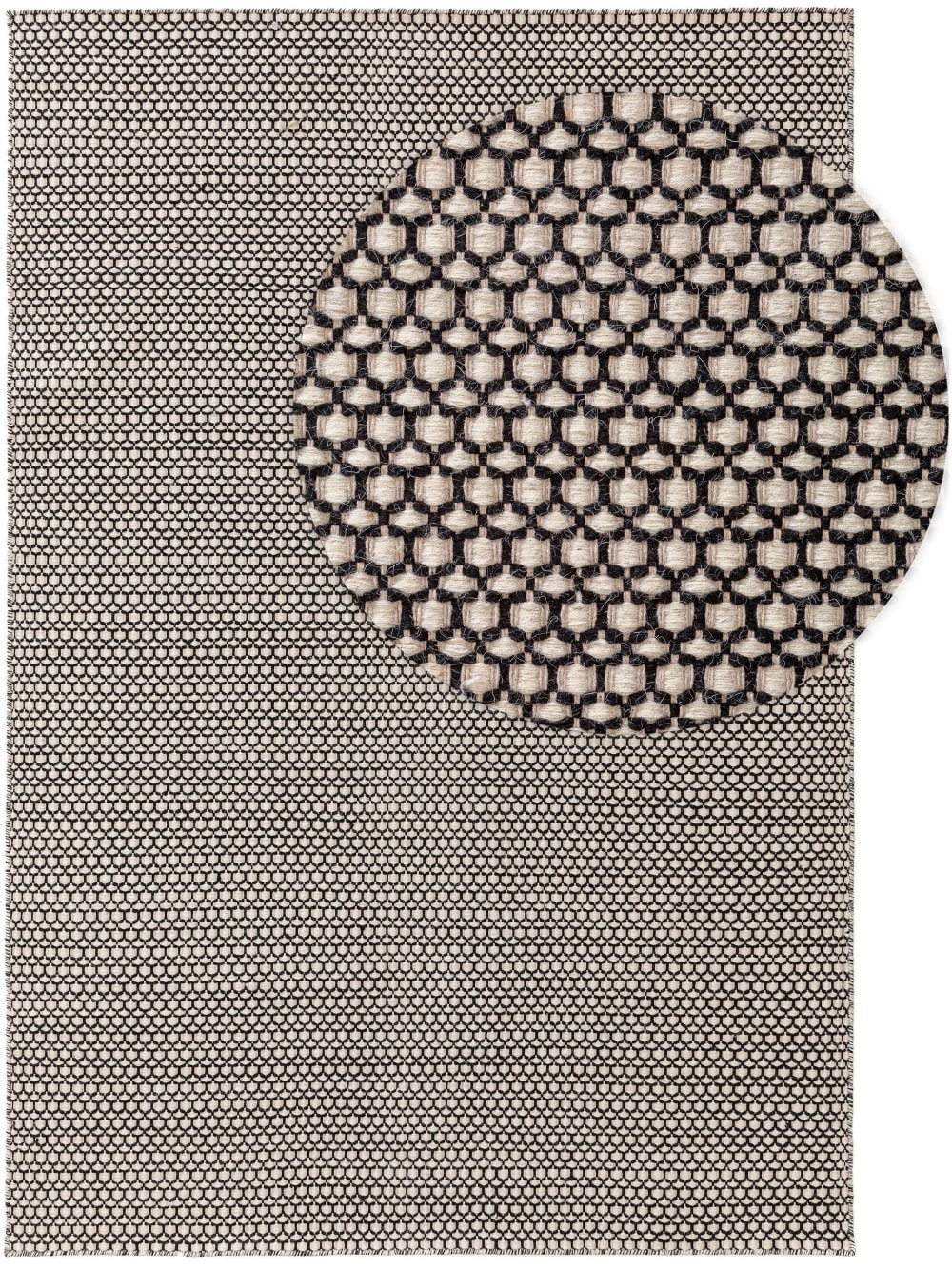 Tapis de laine beige/noir