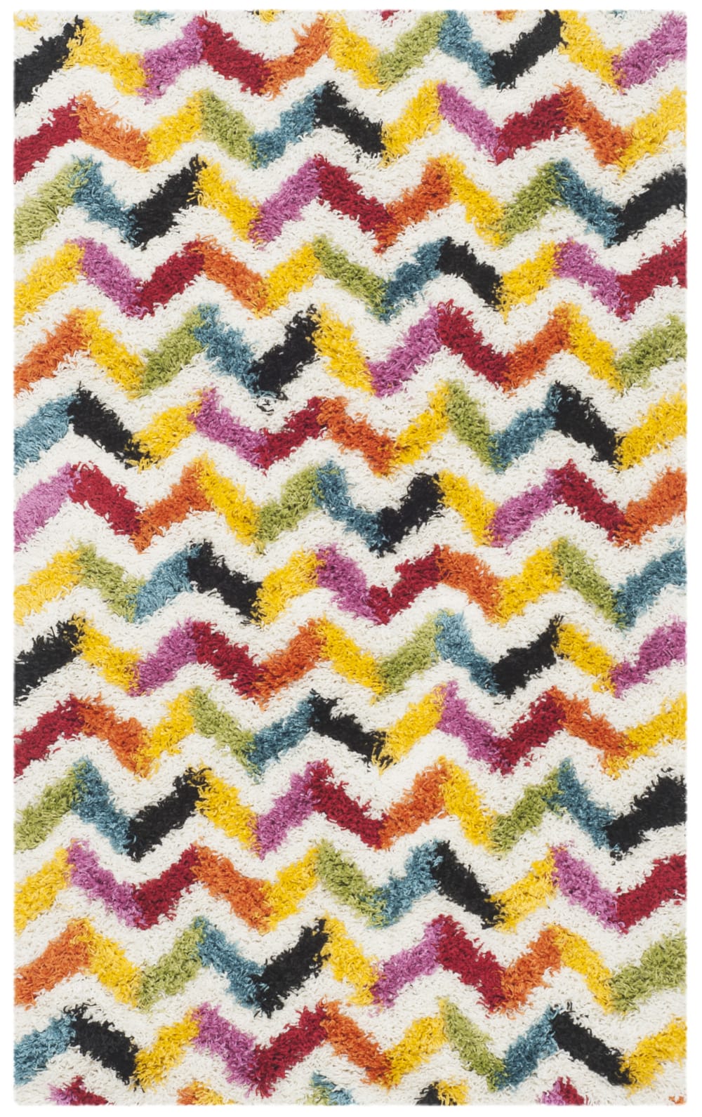 Tapis en polypropylène blanc/multicolore, 122 x 183 cm
