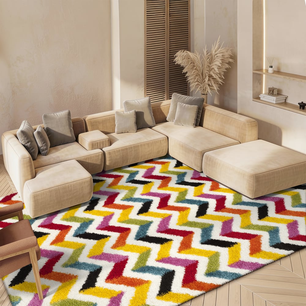 Tapis en polypropylène blanc/multicolore, 122 x 183 cm — vue 3
