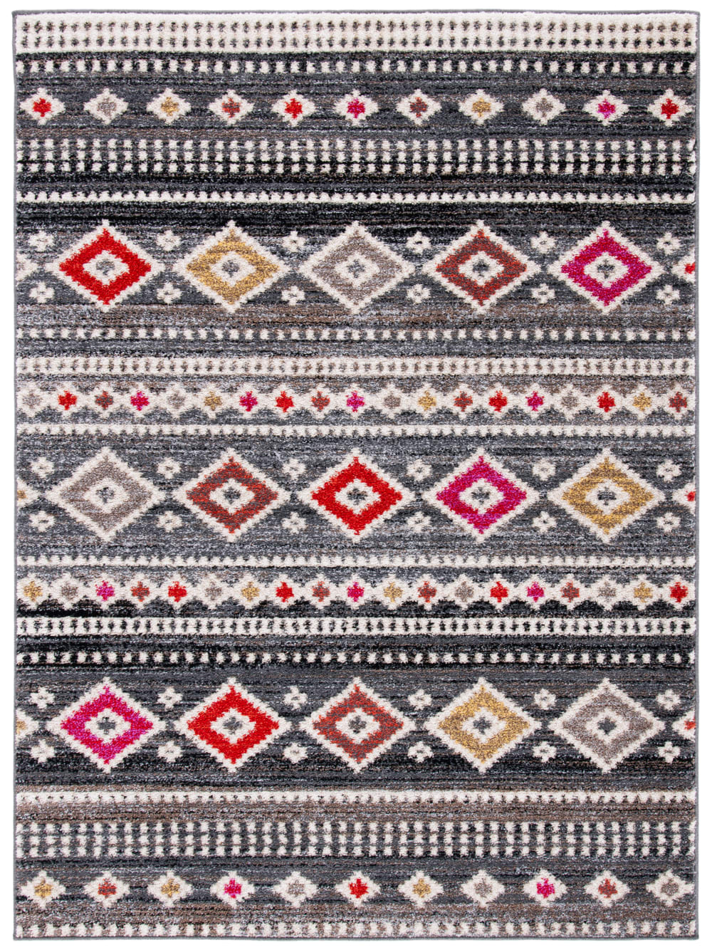 Tapis global en polypropylène gris/blanc, 122 x 183 cm