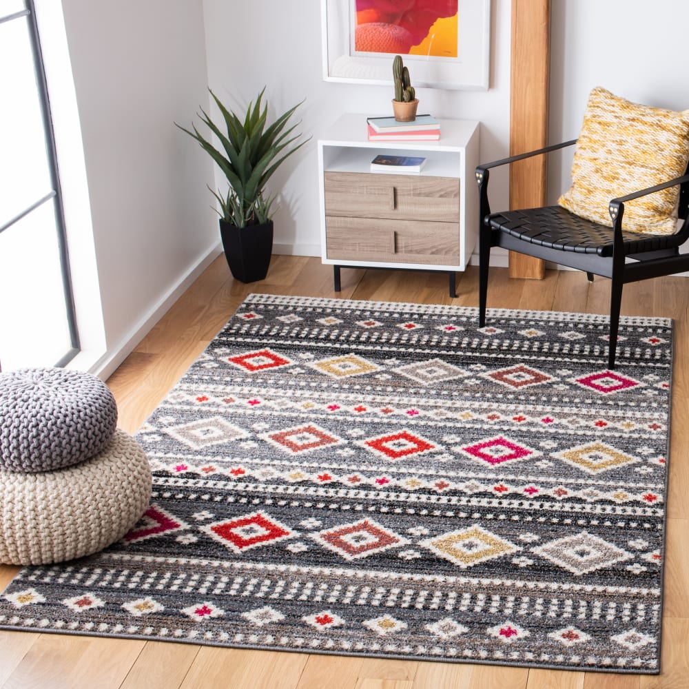 Tapis global en polypropylène gris/blanc, 122 x 183 cm — vue 3