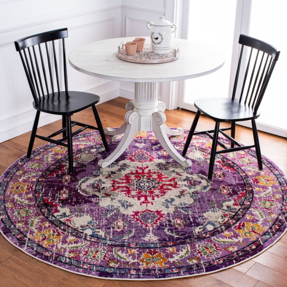 Tapis bohème chic en polypropylène violet/rose, 122 cm — vue 3