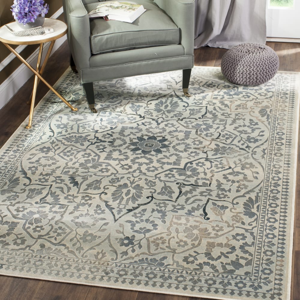 Tapis traditionnel en viscose beige/bleu, 122 x 170 cm — vue 3