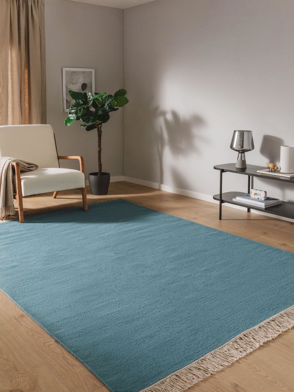 Tapis de laine bleu clair