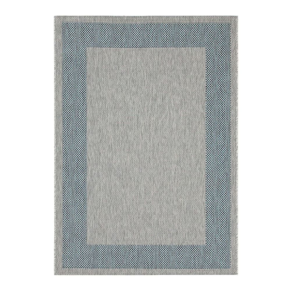 Tapis géométrique contemporaine en polypropylène bleu 120x170