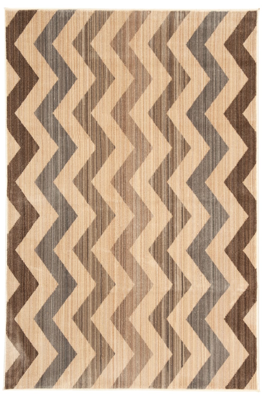 Tapis contemporain en polyester jaune/brun, 122 x 183 cm