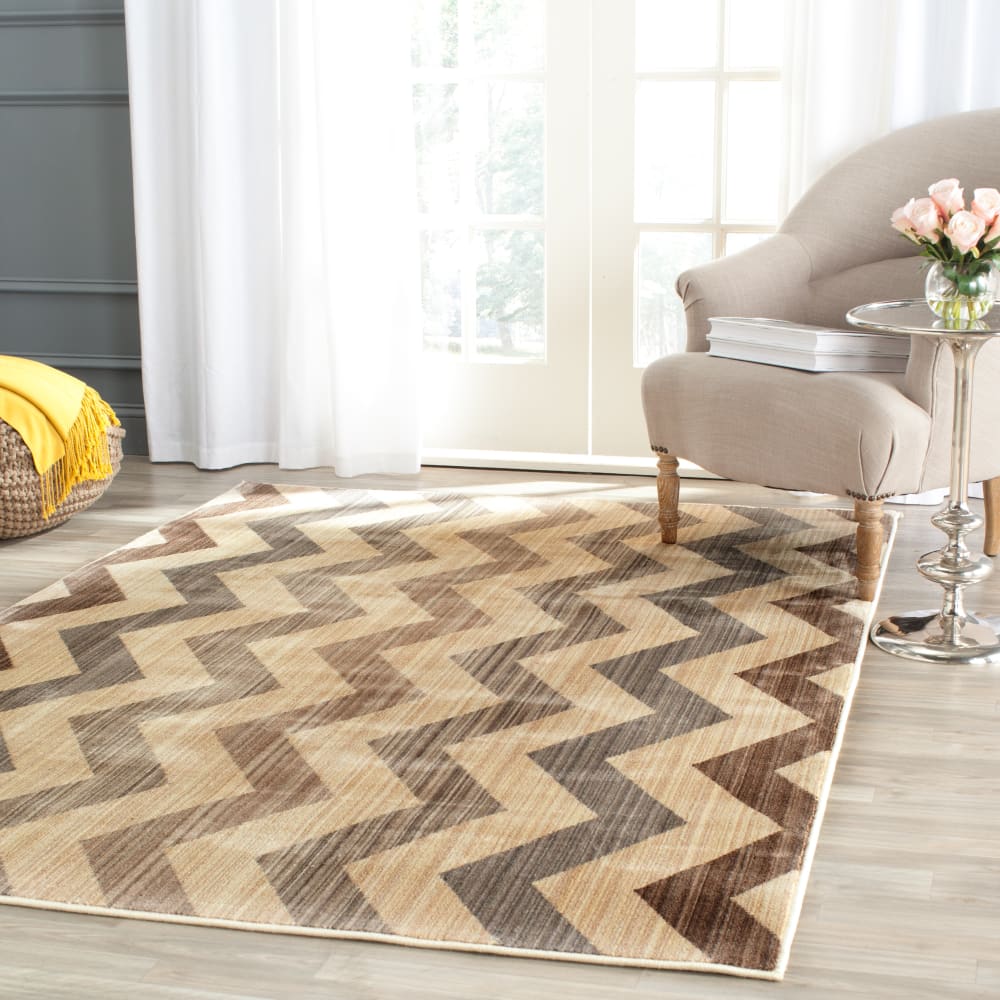 Tapis contemporain en polyester jaune/brun, 122 x 183 cm — vue 3