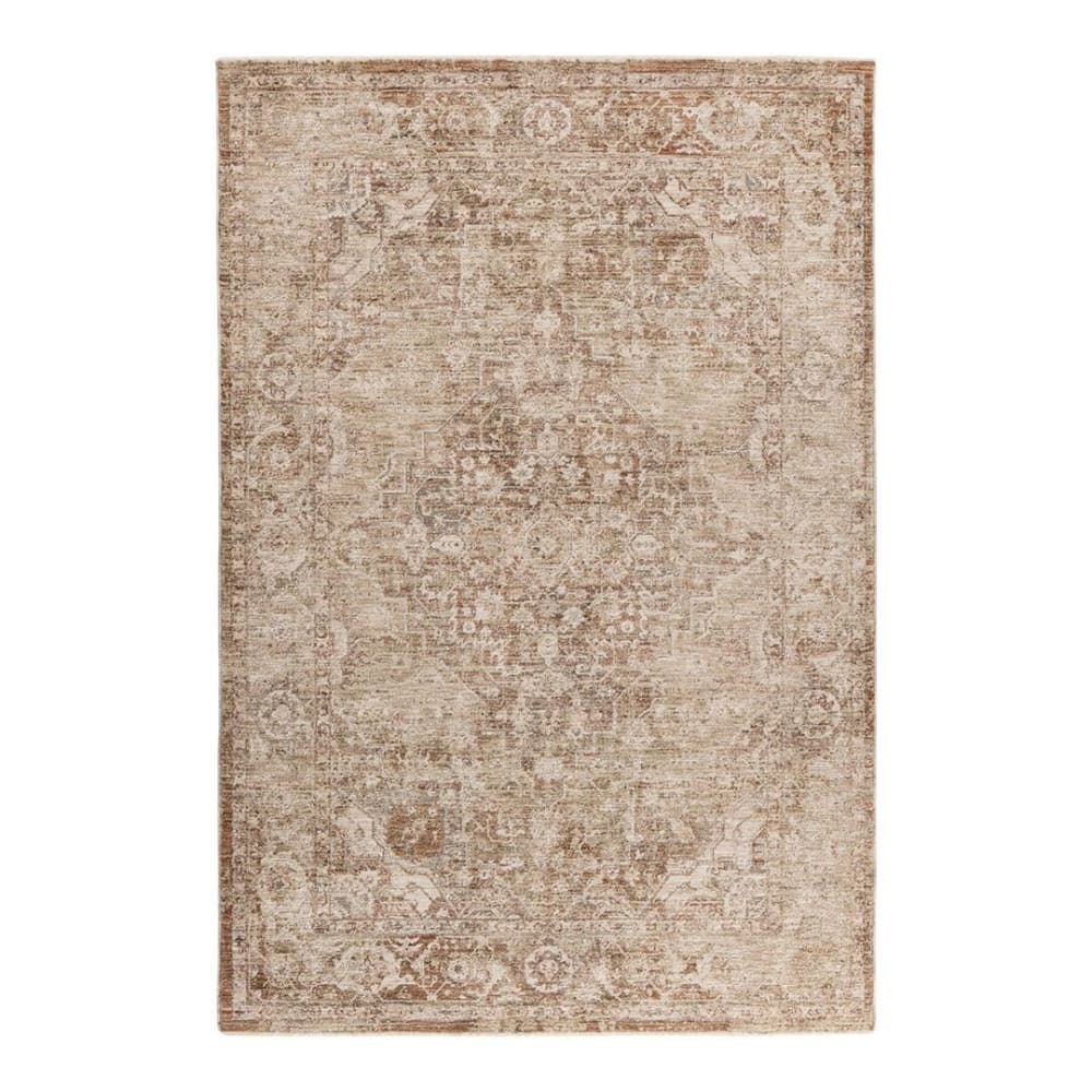 Tapis rayé vintage en polyester terre 120x170
