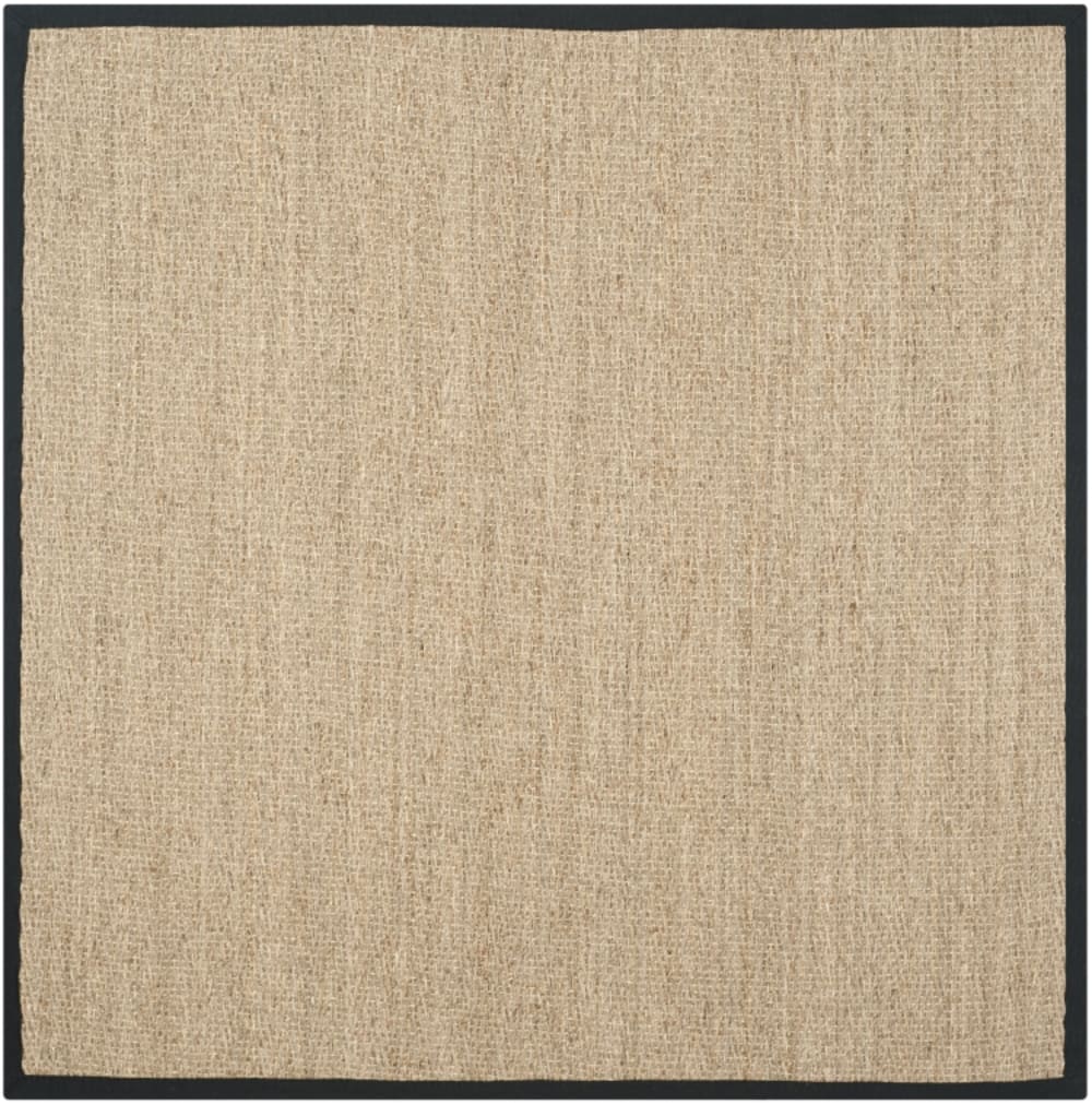 Naturfaser Seegras-Teppich in Beige/Schwarz, 122 x 122 cm -