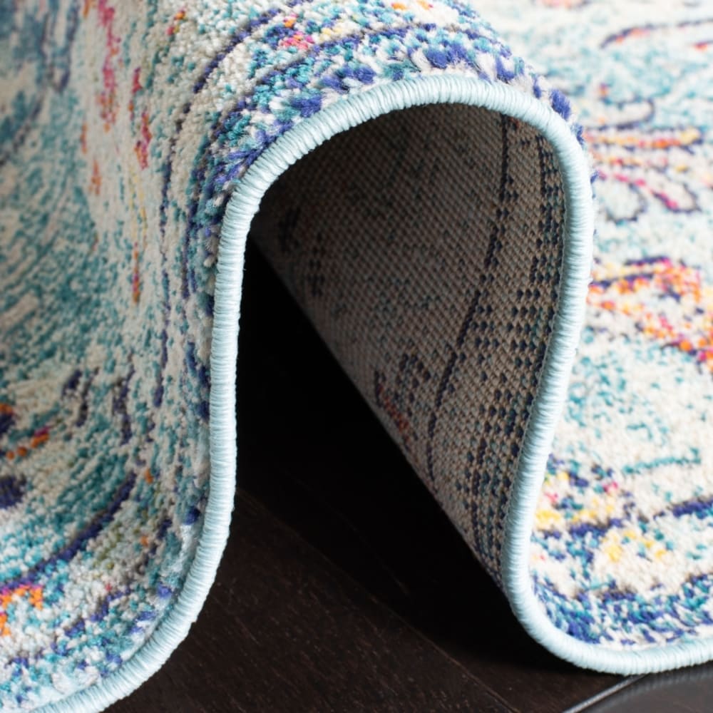 Tapis transitional en polypropylène bleu, 122 x 122 cm — vue 3