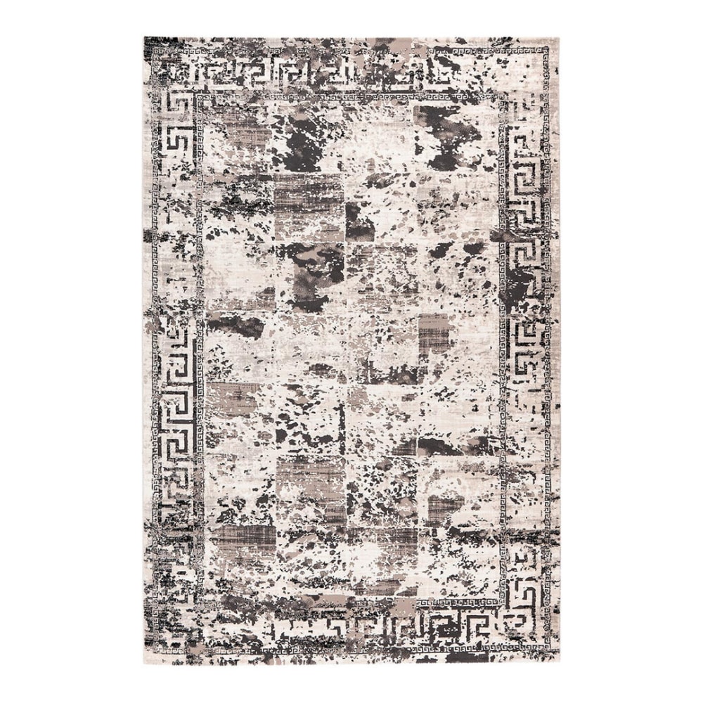 Tapis rayé vintage en polyester gris 120x170
