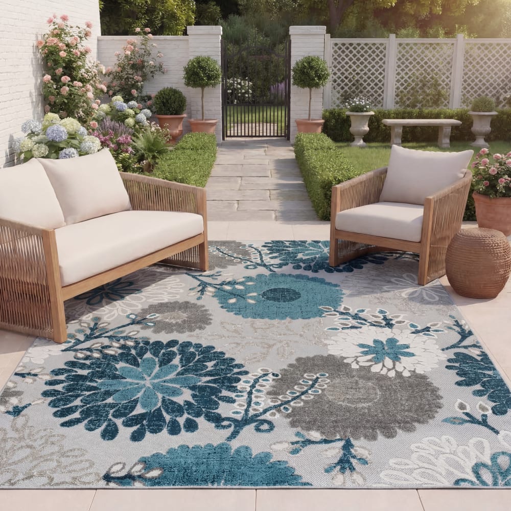 Tapis moderne en polypropylène gris/bleu, 122 x 183 cm — vue 3