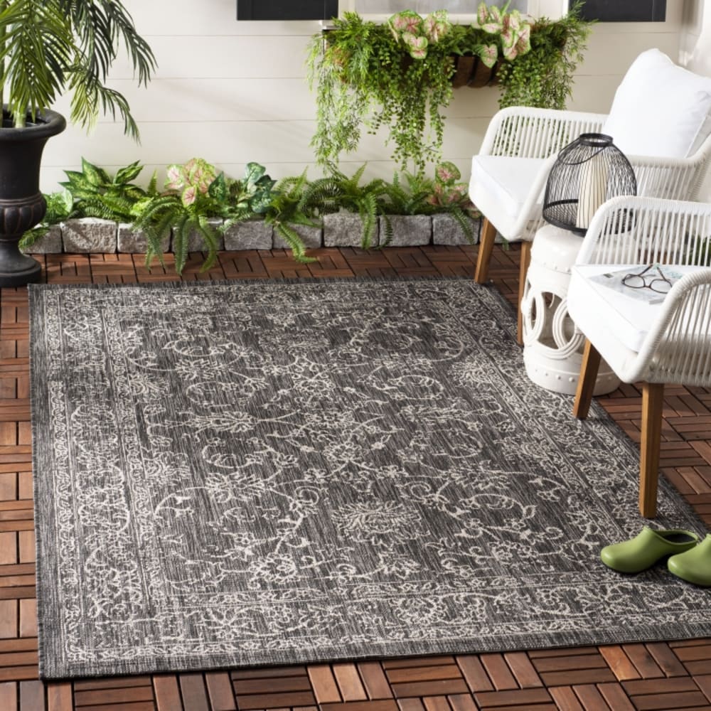 Tapis géométrique en polypropylène noir/blanc, 122 x 170 cm — vue 3