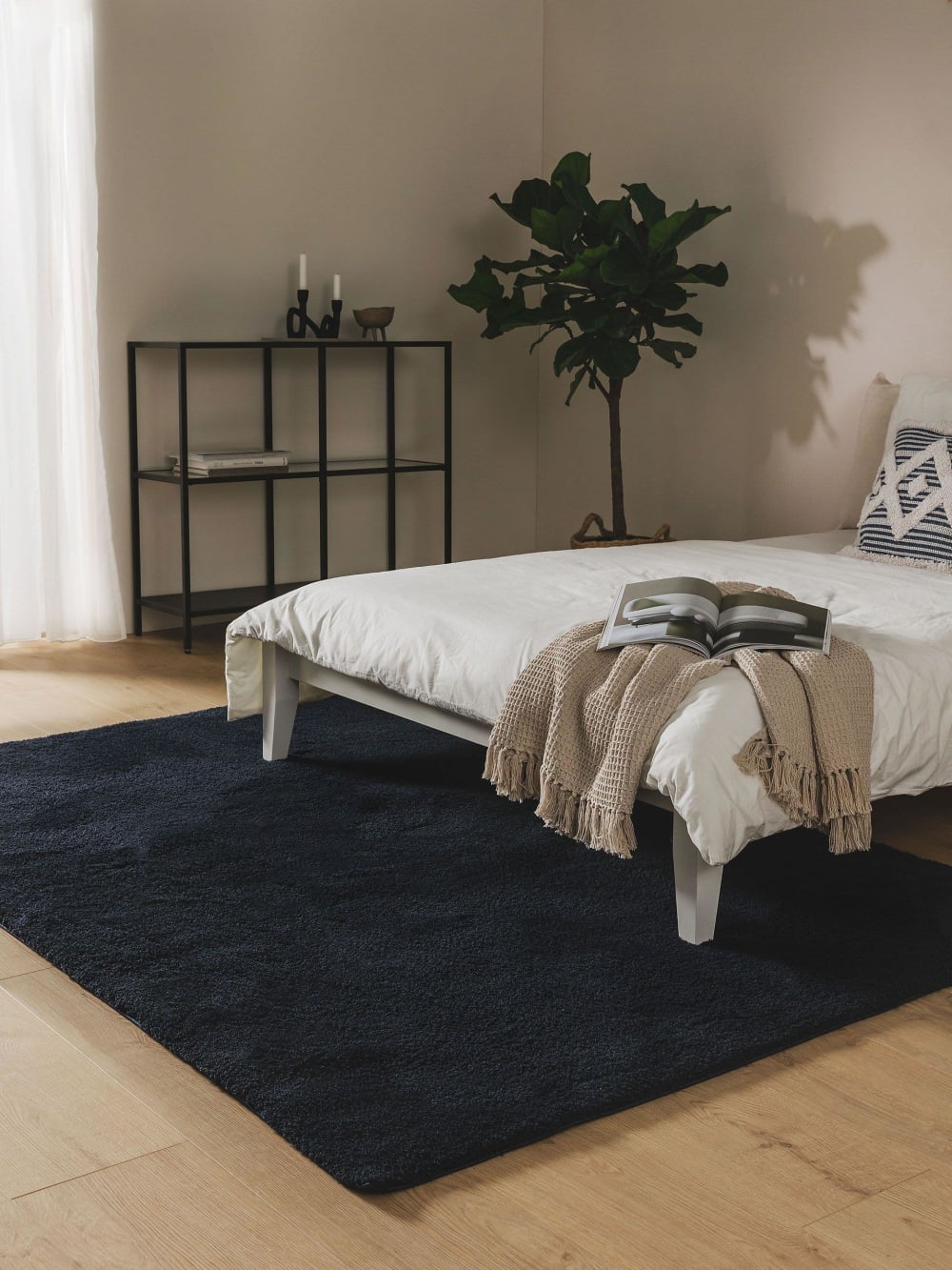 Tapis à poils longs bleu foncé 120x170 — vue 3