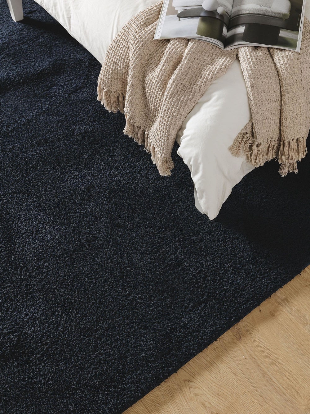 Tapis à poils longs bleu foncé 120x170 — vue 4