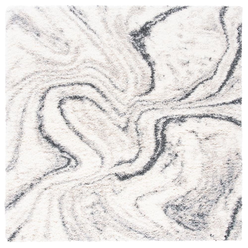 Tapis en polypropylène blanc/gris, 122 x 122 cm