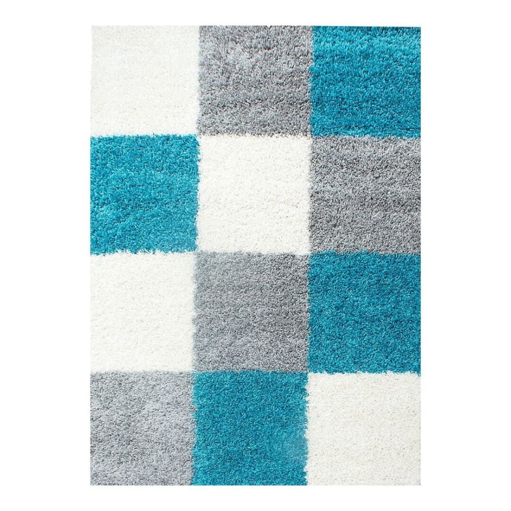 Tapis géométrique design en polypropylène turquoise 120x170