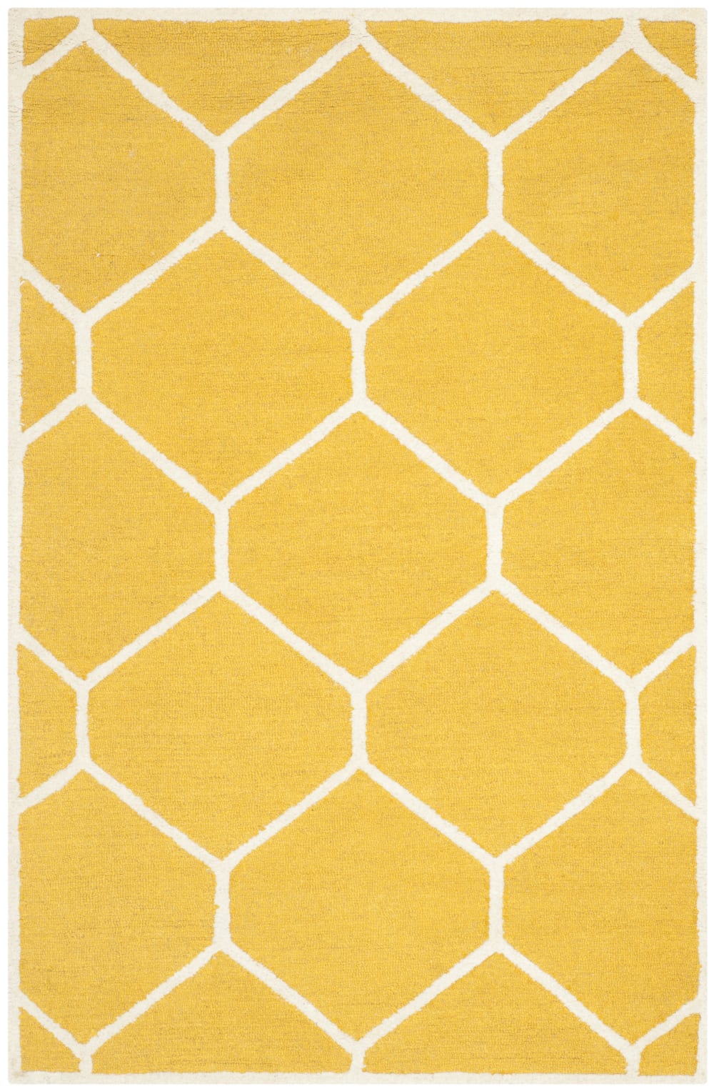 Tapis moderne en laine or/blanc, 122 x 183 cm