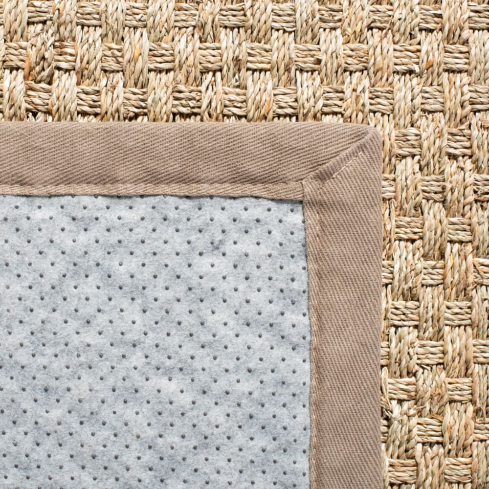 Tapis fibre naturelle en herbiers marins beige/gris, 122 x 122 cm — vue 3