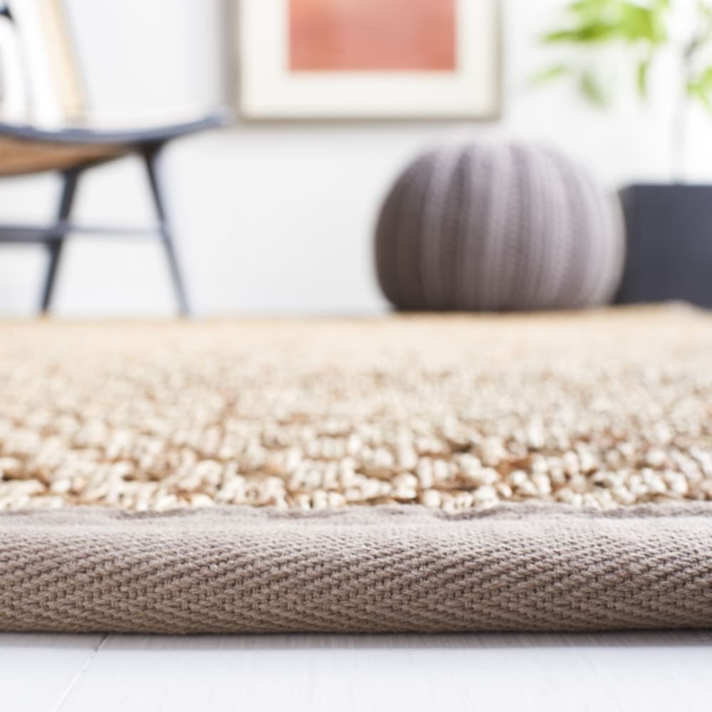 Tapis fibre naturelle en herbiers marins beige/gris, 122 x 122 cm — vue 4