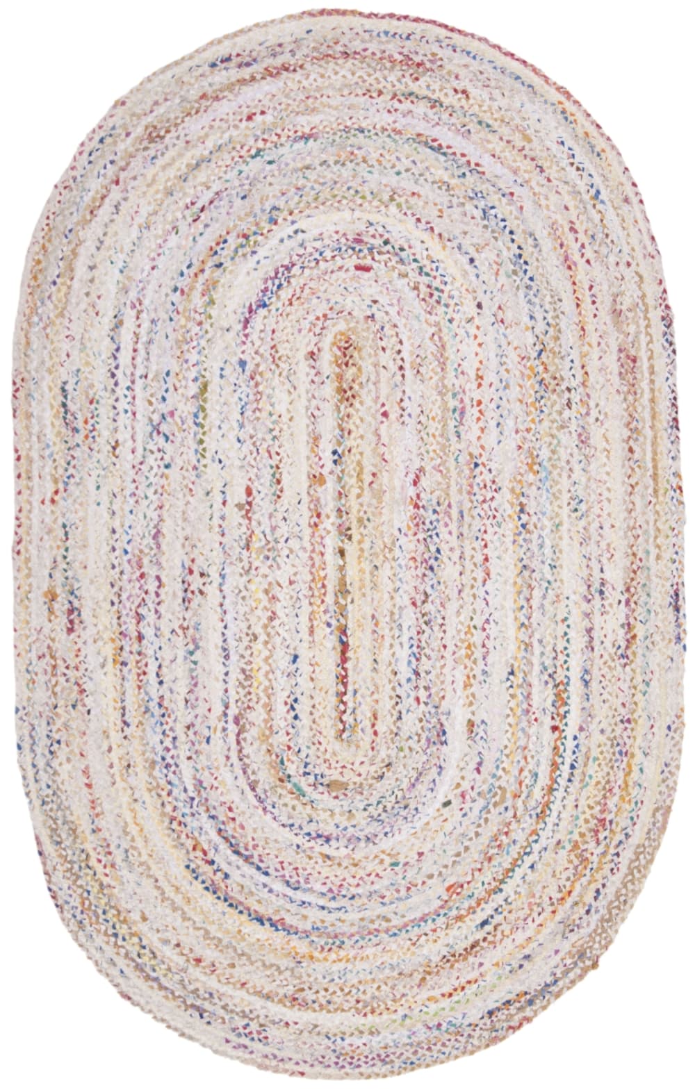 Tapis bohème en coton blanc/multicolore, 122 x 183 cm