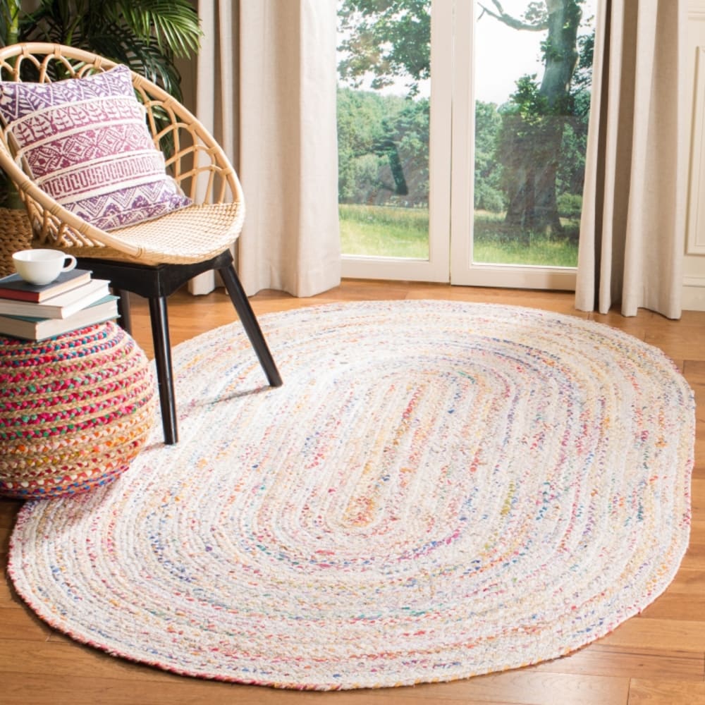 Tapis bohème en coton blanc/multicolore, 122 x 183 cm — vue 3