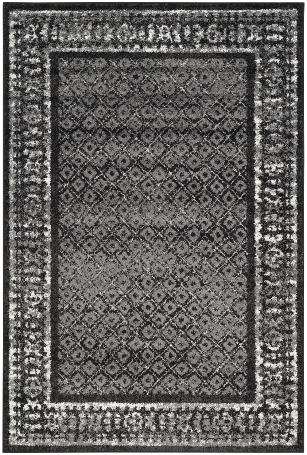 Tapis contemporain en polypropylène noir/argent, 122 x 183 cm