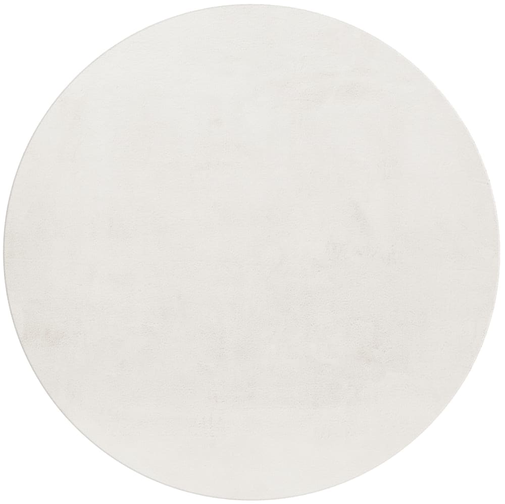 Tapis rond fausse Fourrure toucher doux Crème 120x120cm