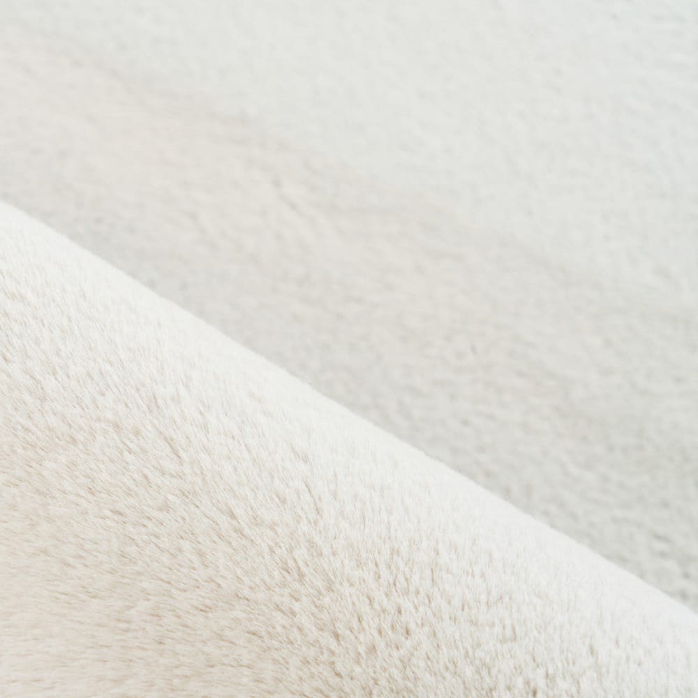 Tapis rond fausse fourrure toucher doux crème 120x120cm — vue 4